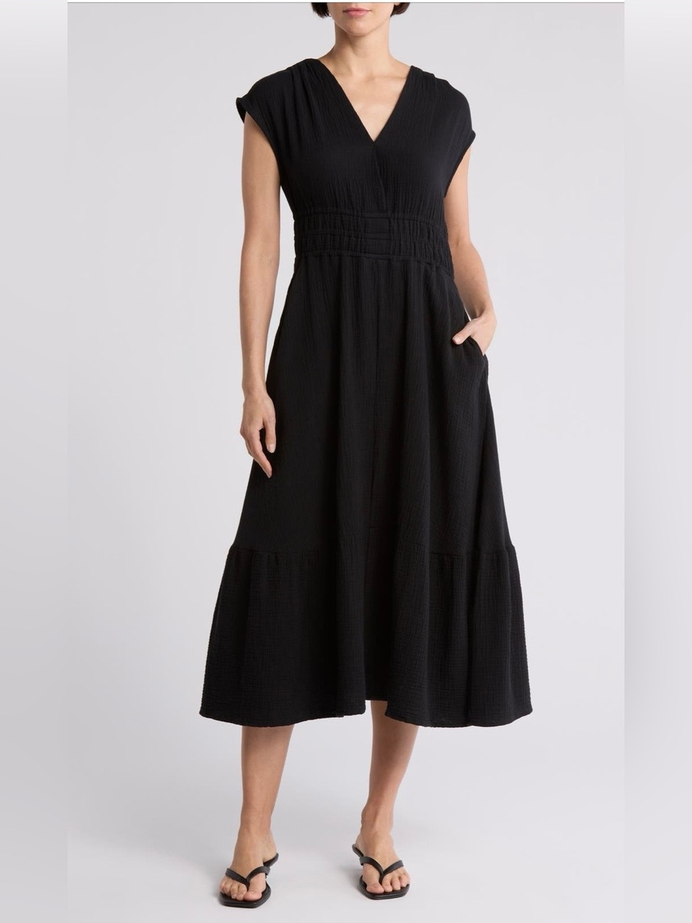 Joe's Jeans Black Gauze Midi Dress size Large